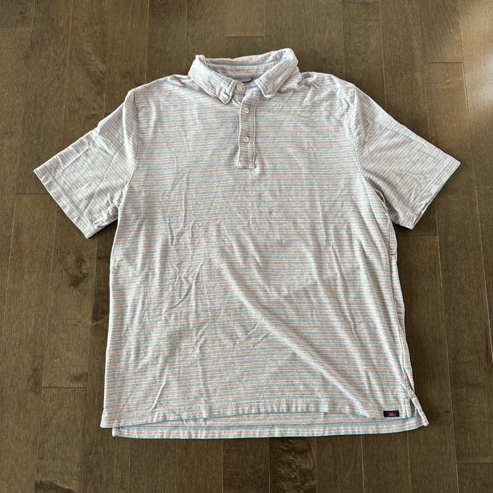 Faherty Mens Movement‎ Striped Polo Preppy Business Casual Nautical Blue Red XL